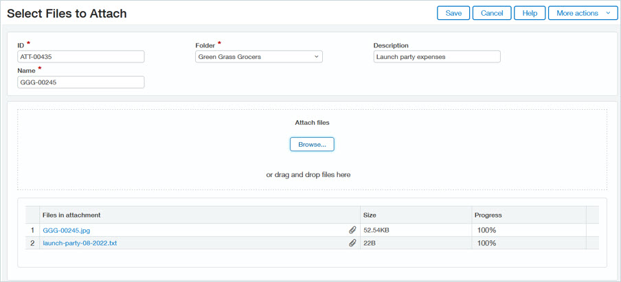 The Select Files to Attach window accessed from the Bill page.