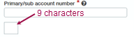 A primary account number box with one subaccount box.